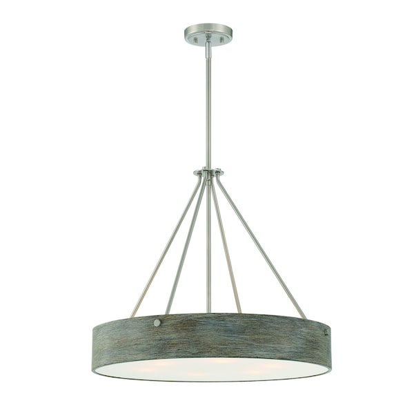 Designers Fountain Erba 60 Watt 6 Light Brushed Nickel Pendant with Grey Wood Shade D228M-24P-BN - main
